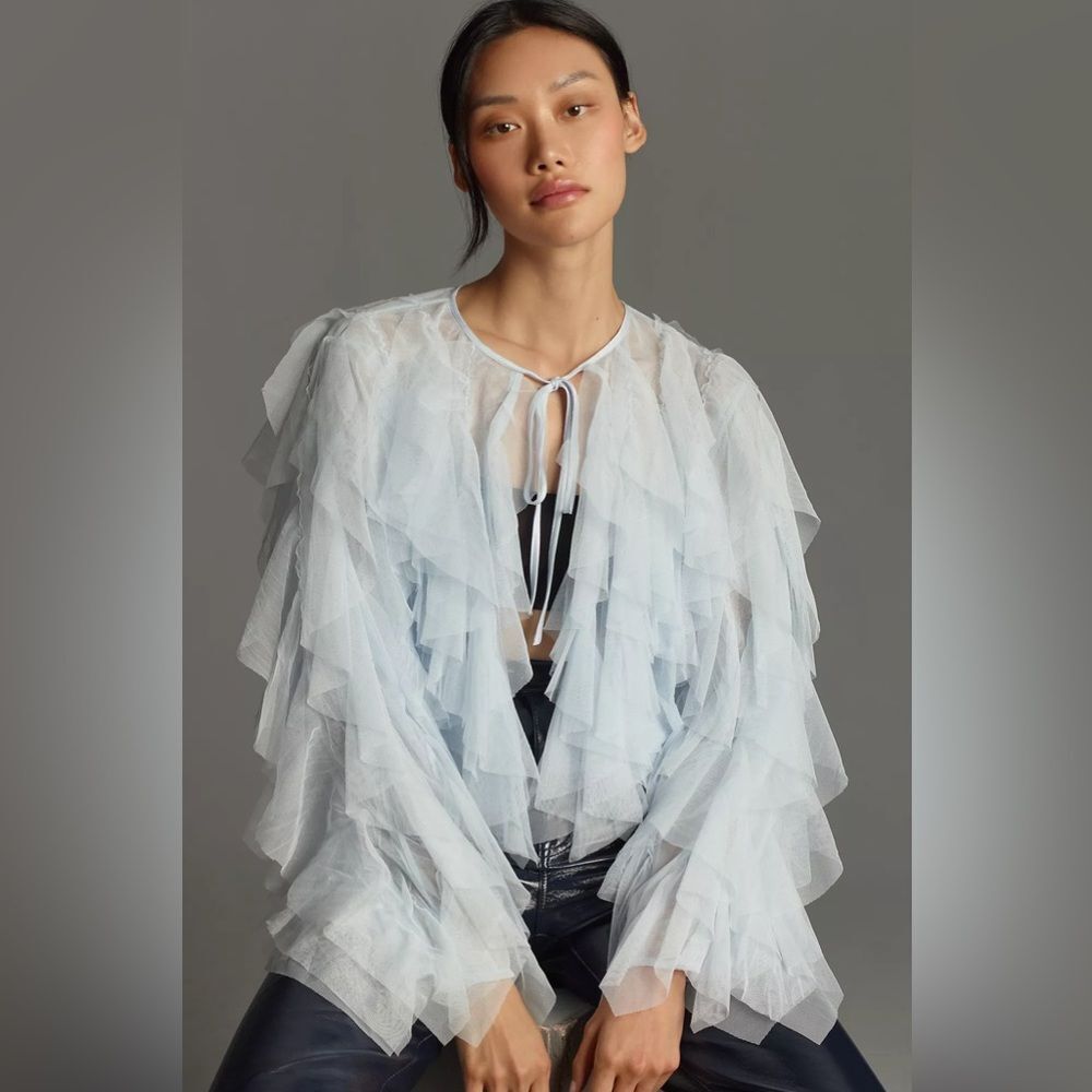 New Anthropologie Tulle Bomber Jacket Size M